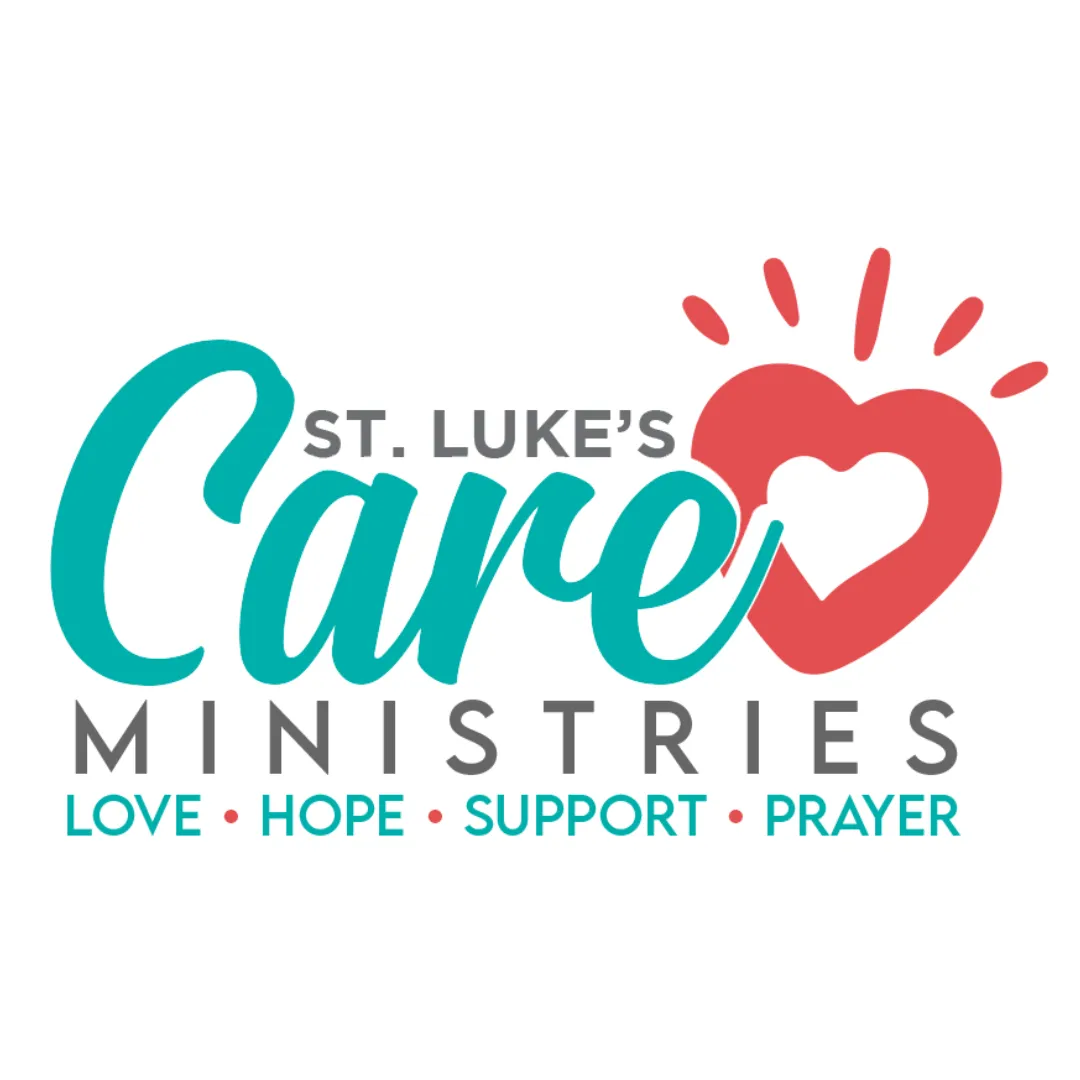 St. Luke's Care Ministries logo featuring the words "Love • Hope • Support • Prayer" in vibrant colors.